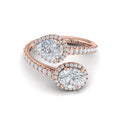 14K Rose Gold Oval Pear Diamond Toi et Moi Ring