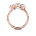 14K Rose Gold Oval Pear Diamond Toi et Moi Ring