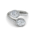 18kt White Gold Oval Pear Diamond Toi et Moi Engagement Ring