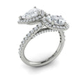18kt White Gold Oval Pear Diamond Toi et Moi Engagement Ring