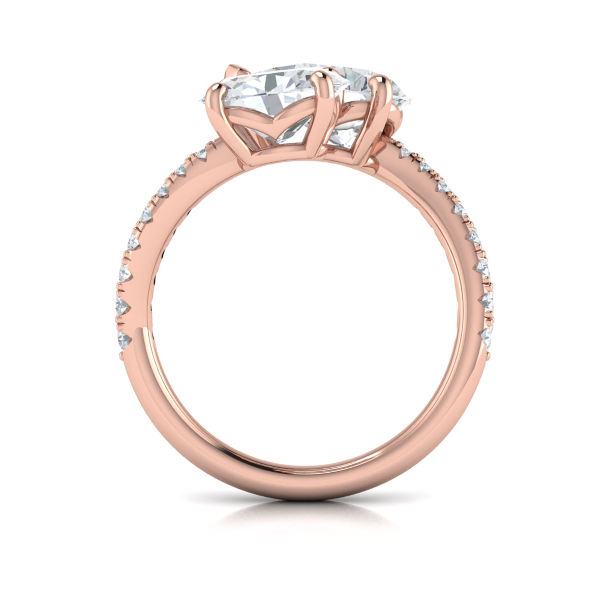 18kt Rose Gold Oval Pear Two-Stone Diamond Engagement Ring
