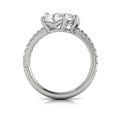 14K White Gold Oval & Pear Two-Stone Diamond Ring