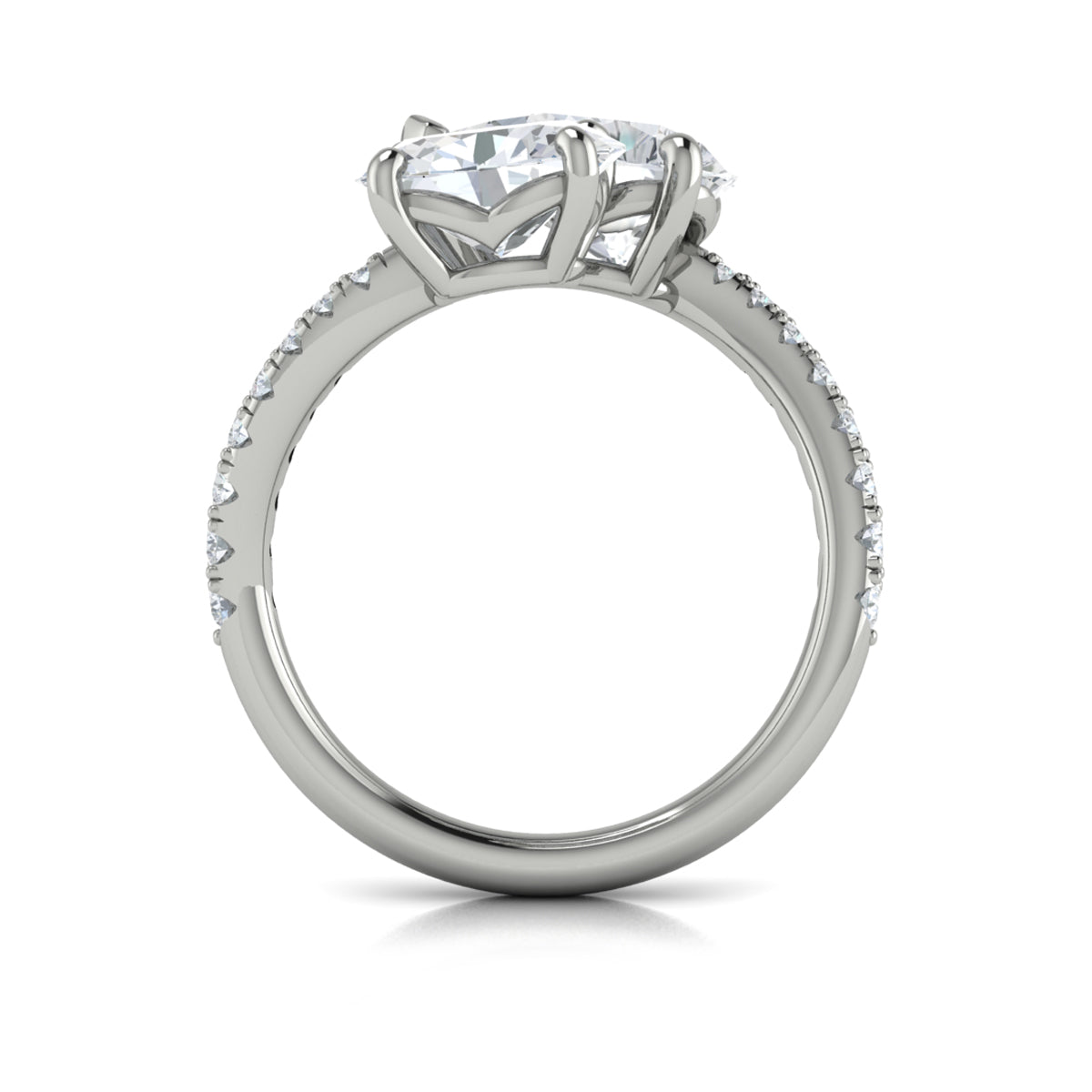 14K White Gold Oval & Pear Two-Stone Diamond Ring