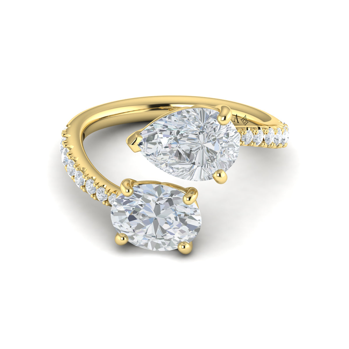 18kt Yellow Gold Oval Pear Two-Stone Diamond Ring