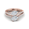 14kt Rose Gold Oval Two Stone Diamond Engagement Ring