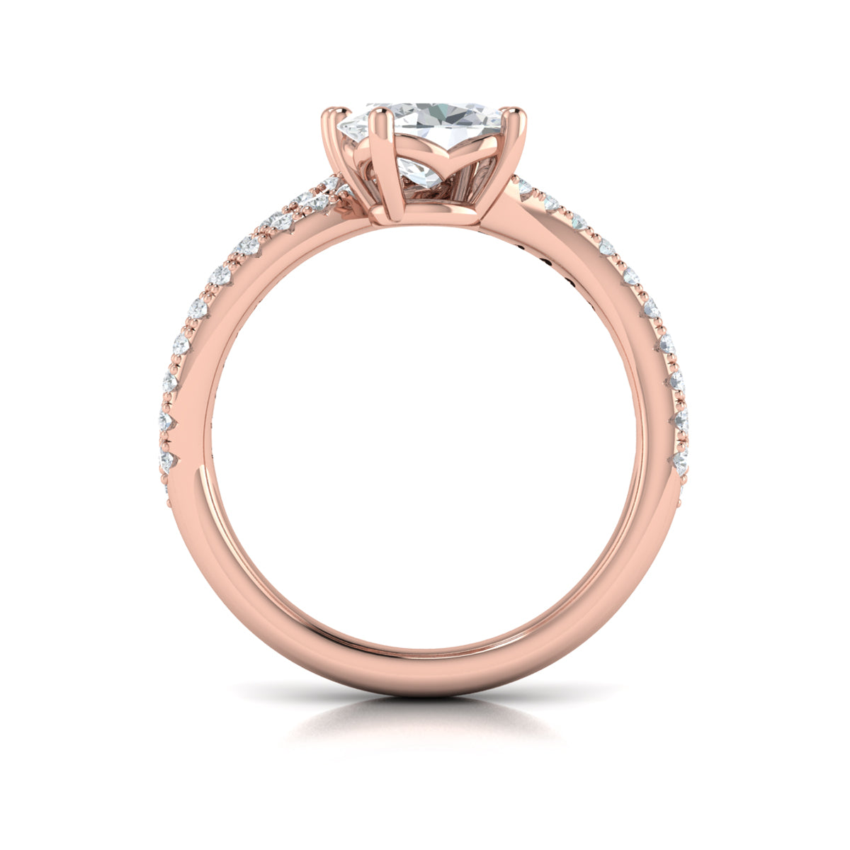 14kt Rose Gold Oval Two Stone Diamond Engagement Ring