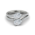 14K White Gold Oval Two-Stone Diamond Engagement Ring