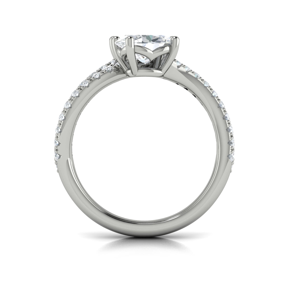 14K White Gold Oval Two-Stone Diamond Engagement Ring