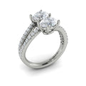 14K White Gold Oval Two-Stone Diamond Engagement Ring