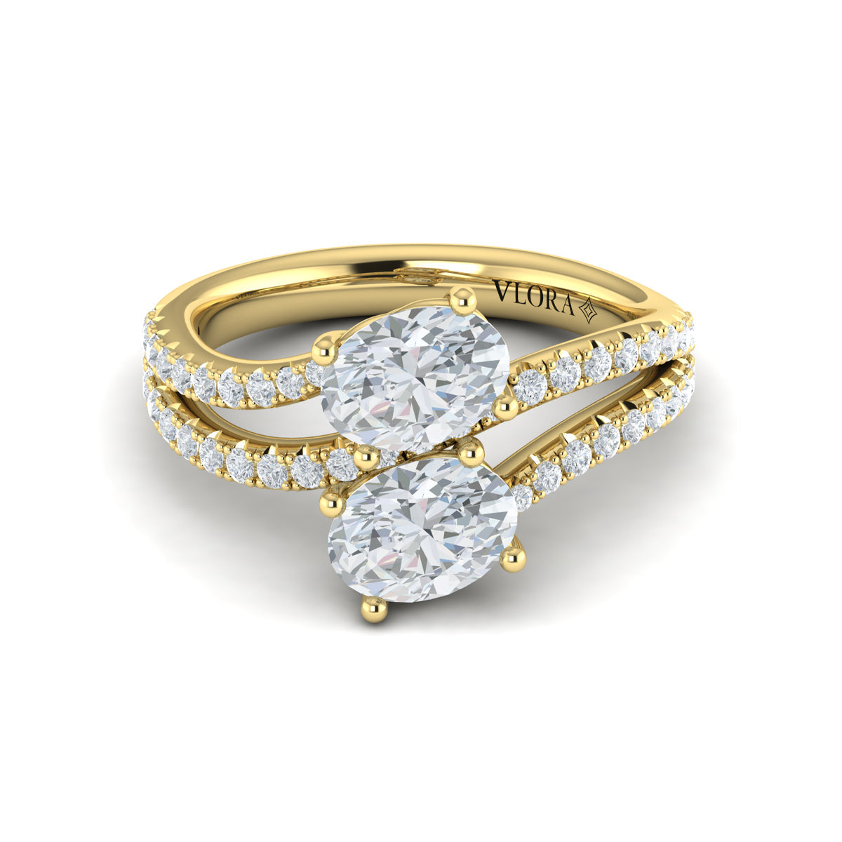14kt Yellow Gold Oval Two-Stone Diamond Engagement Ring