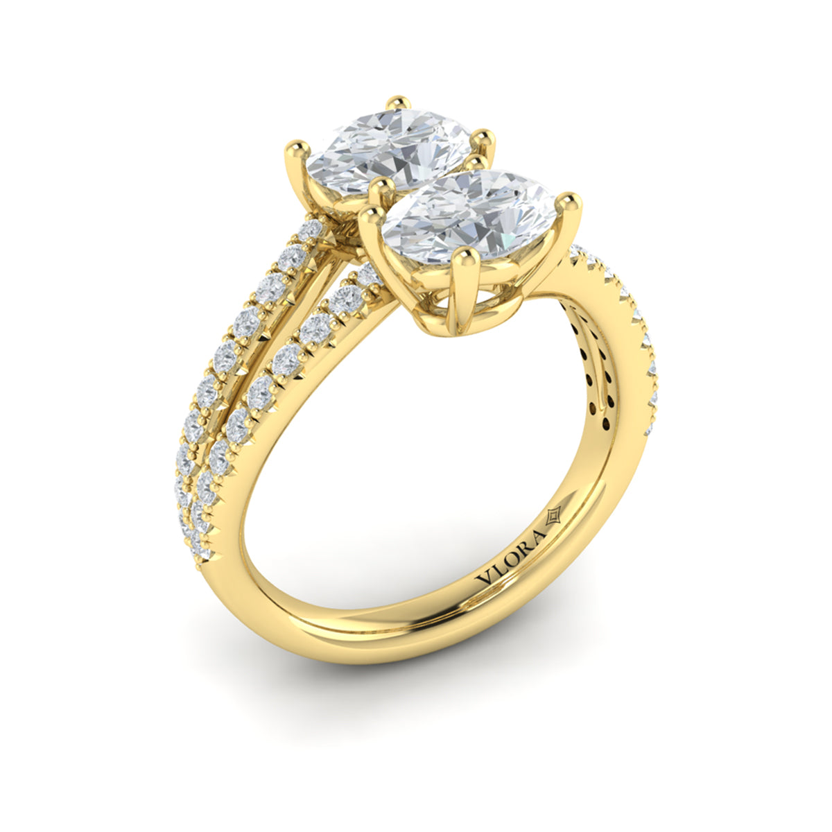 14kt Yellow Gold Oval Two-Stone Diamond Engagement Ring