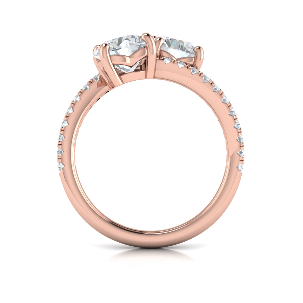 14kt Rose Gold Two Stone Round Diamond Engagement Ring