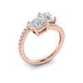 14kt Rose Gold Two Stone Round Diamond Engagement Ring