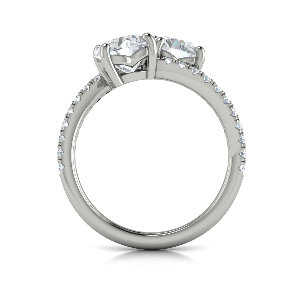 14K White Gold Two Stone Diamond Engagement Ring