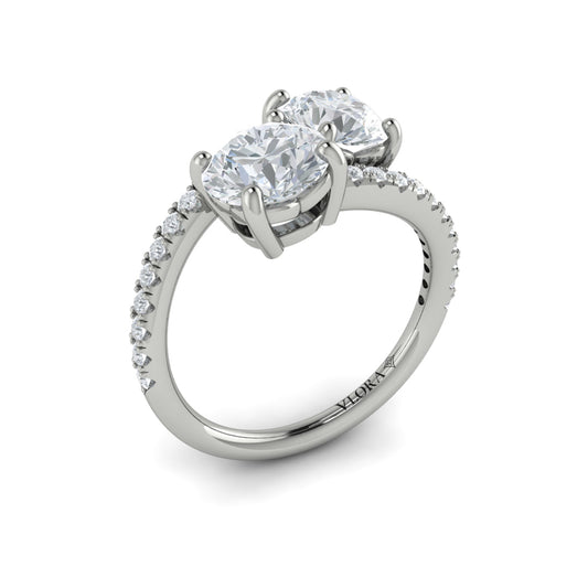 14K White Gold Two Stone Diamond Engagement Ring