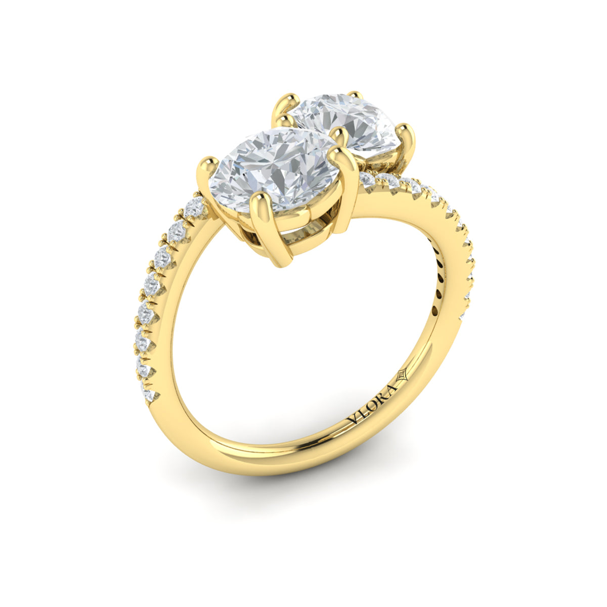 14kt Yellow Gold Two Stone Diamond Engagement Ring