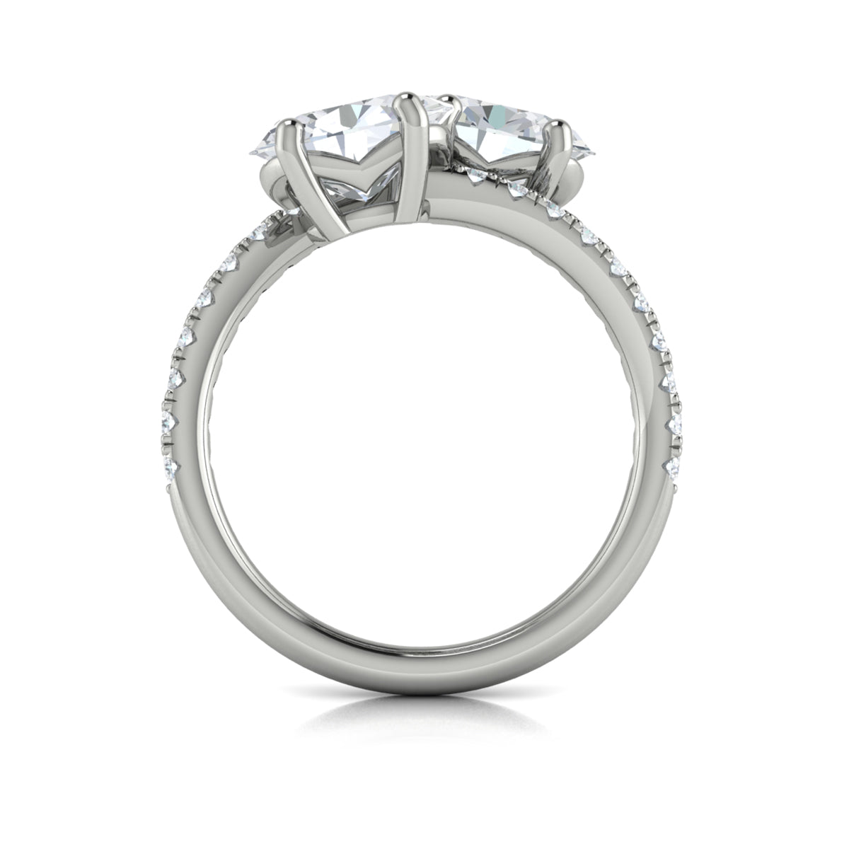 14K White Gold Oval Two-Stone Diamond Engagement Ring