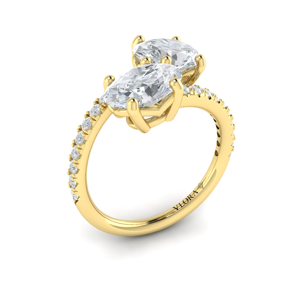 14kt Yellow Gold Oval Two-Stone Diamond Engagement Ring