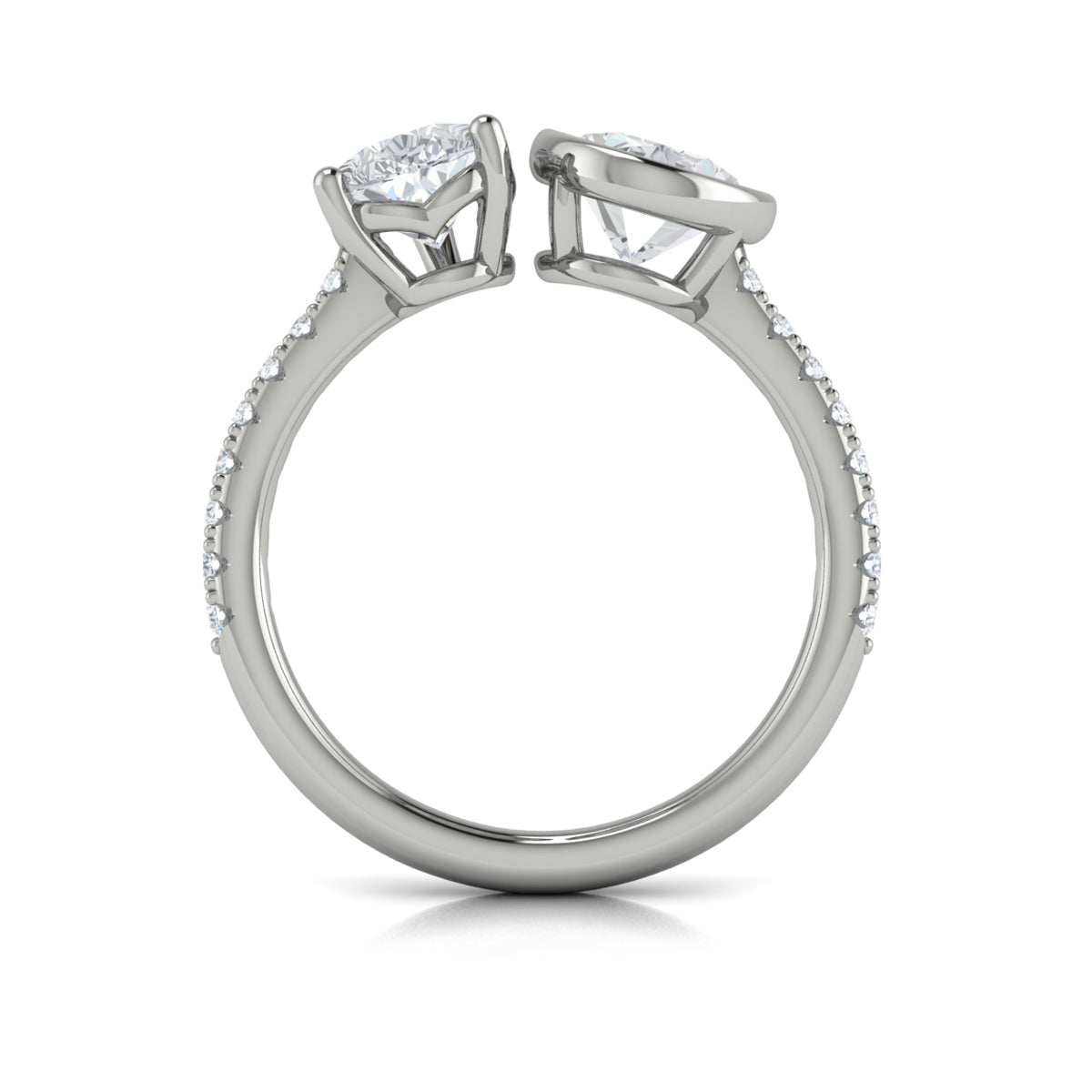 14K White Gold Pear & Oval Two-Stone Engagement Ring