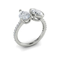 14K White Gold Pear & Oval Two-Stone Engagement Ring
