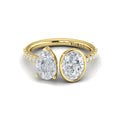 14kt Yellow Gold Pear Oval Two-Stone Engagement Ring