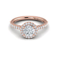 14K Rose Gold Round Diamond Halo Engagement Ring