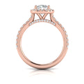 14K Rose Gold Round Diamond Halo Engagement Ring