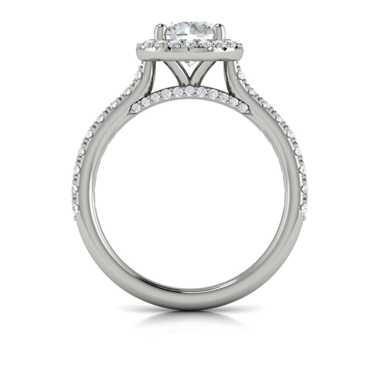 14kt White Gold Round Diamond Halo Engagement Ring