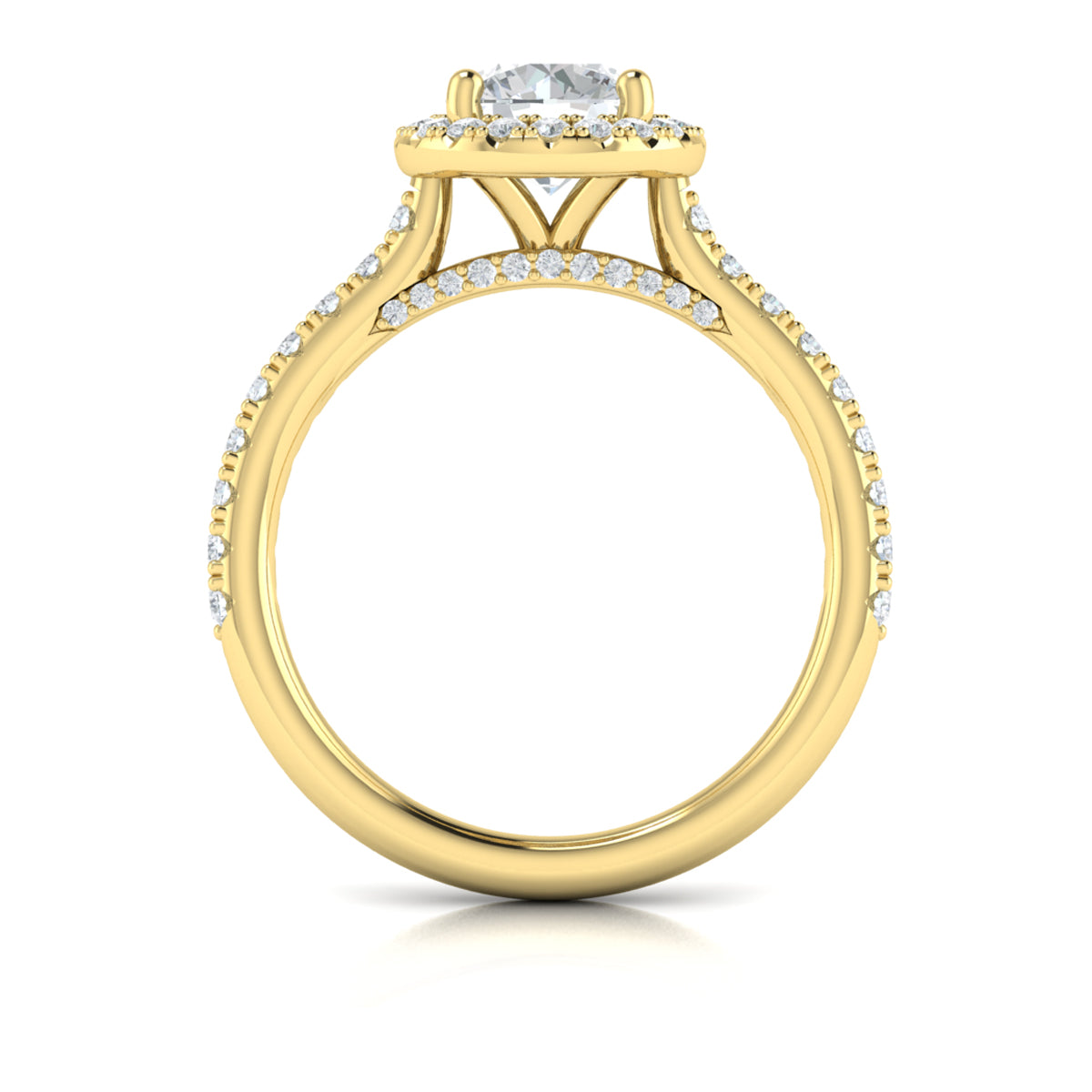 14kt Yellow Gold Classic Round Diamond Halo Ring