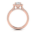 14K Rose Gold Round Diamond Halo Engagement Ring