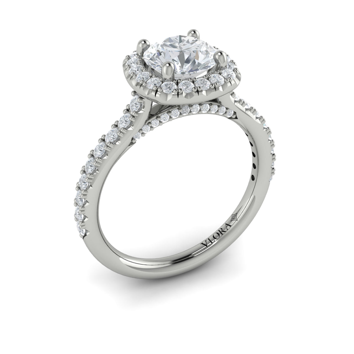 14kt White Gold Round Diamond Vintage Halo Ring