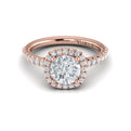 14K Rose Gold Round Diamond Euro Halo Engagement Ring