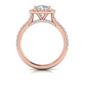 14K Rose Gold Round Diamond Euro Halo Engagement Ring
