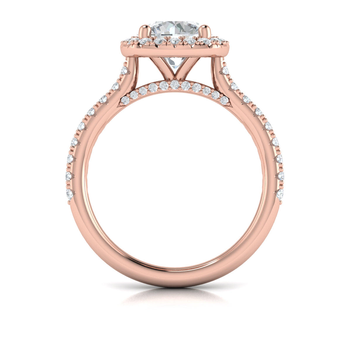 14K Rose Gold Round Diamond Euro Halo Engagement Ring