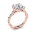 14K Rose Gold Round Diamond Euro Halo Engagement Ring