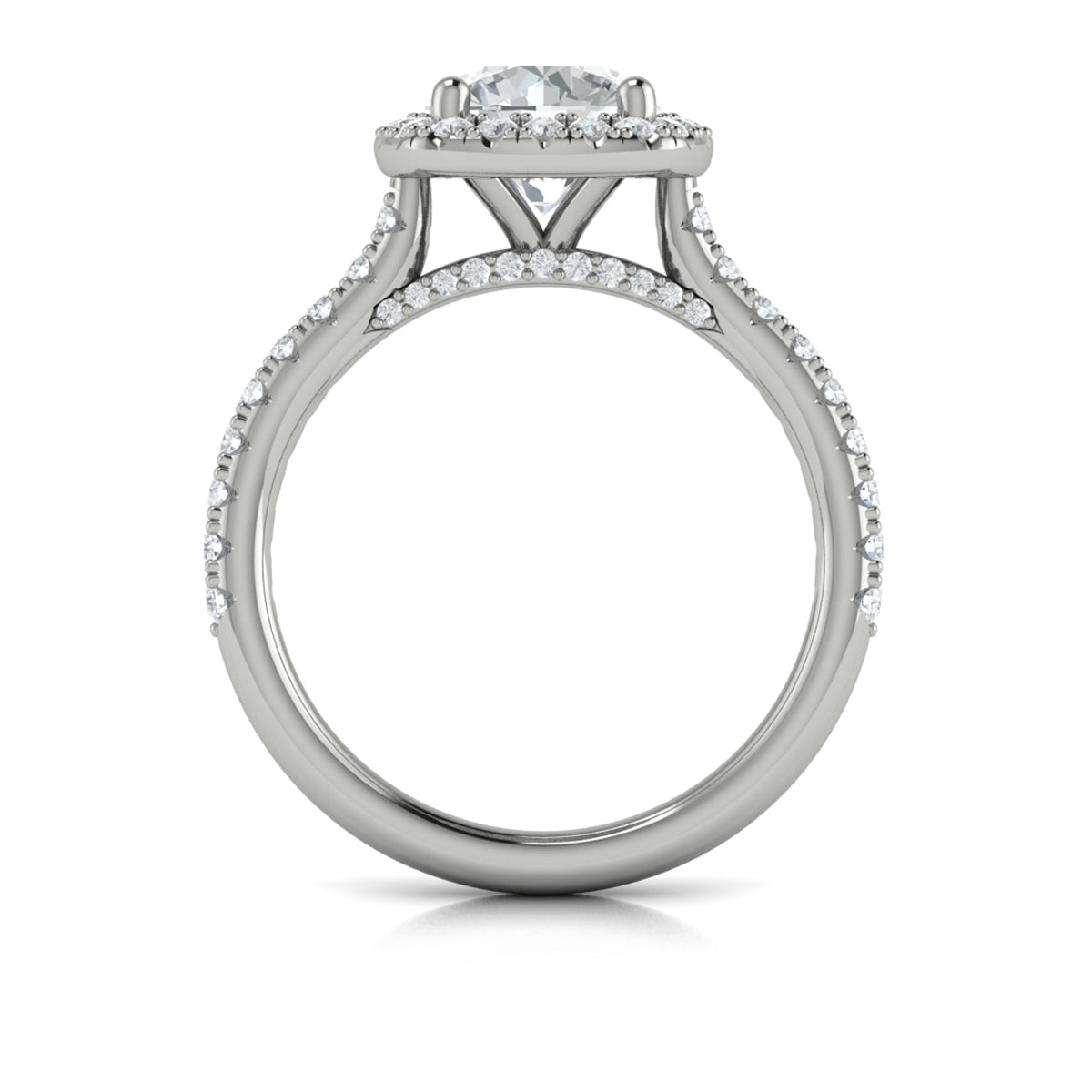 14kt White Gold Round Diamond Halo Engagement Ring