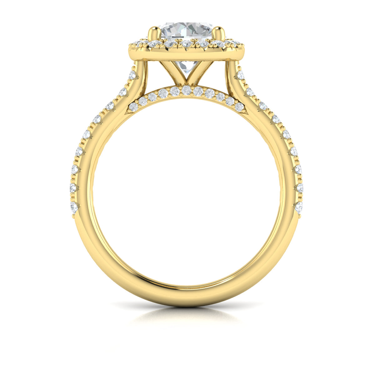 14kt Yellow Gold Round Diamond Halo Engagement Ring