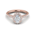 14K Rose Gold Oval Diamond Halo Womens Engagement Ring