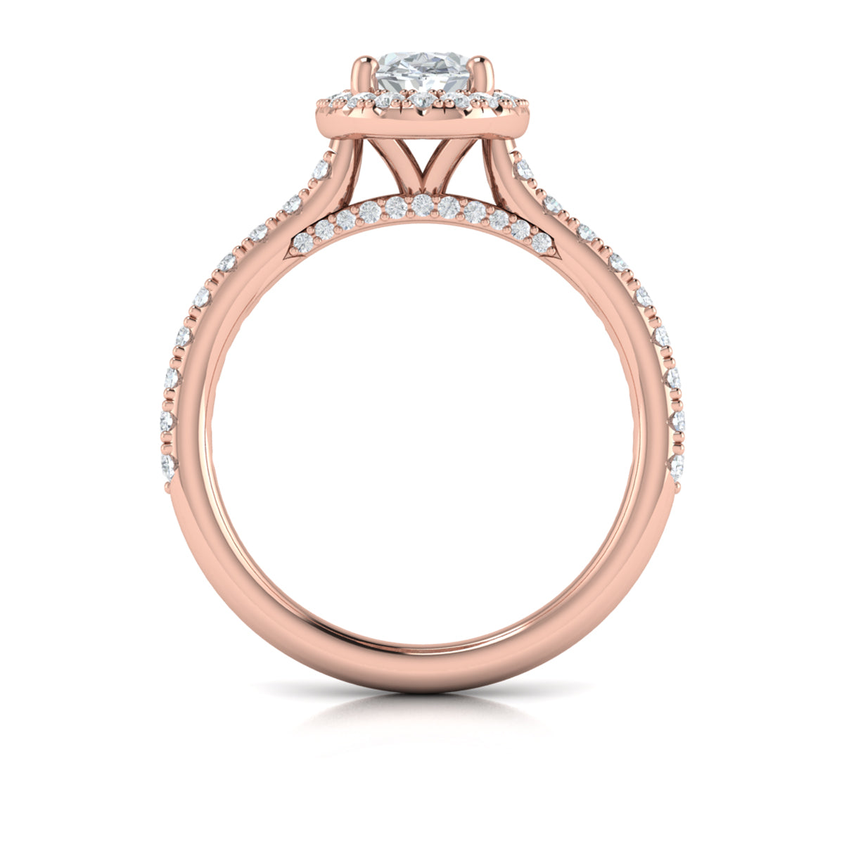 14K Rose Gold Oval Diamond Halo Womens Engagement Ring