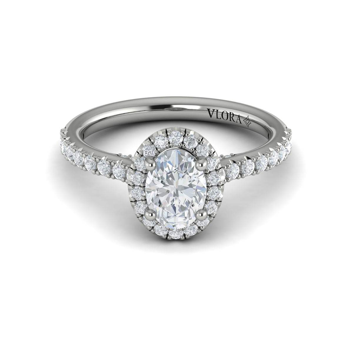 14kt White Gold Oval Diamond Halo Engagement Ring