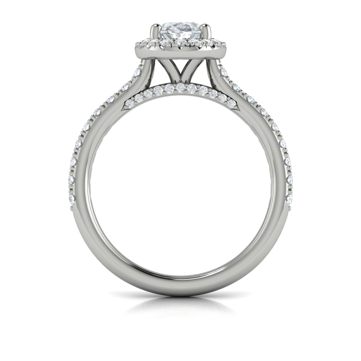 14kt White Gold Oval Diamond Halo Engagement Ring