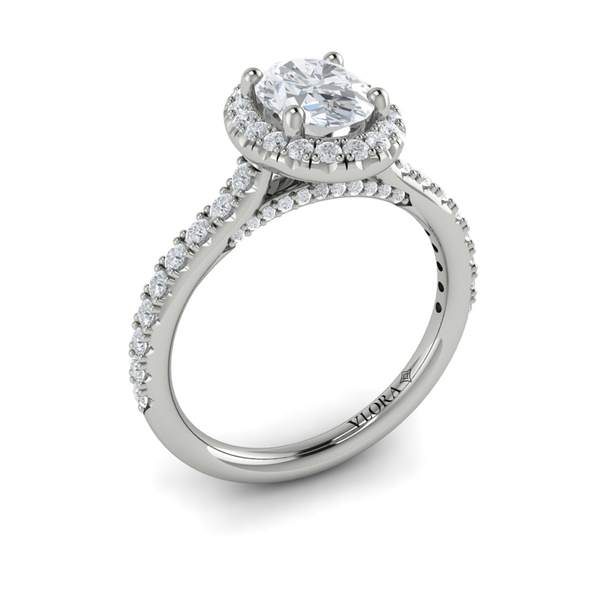 14kt White Gold Oval Diamond Halo Engagement Ring