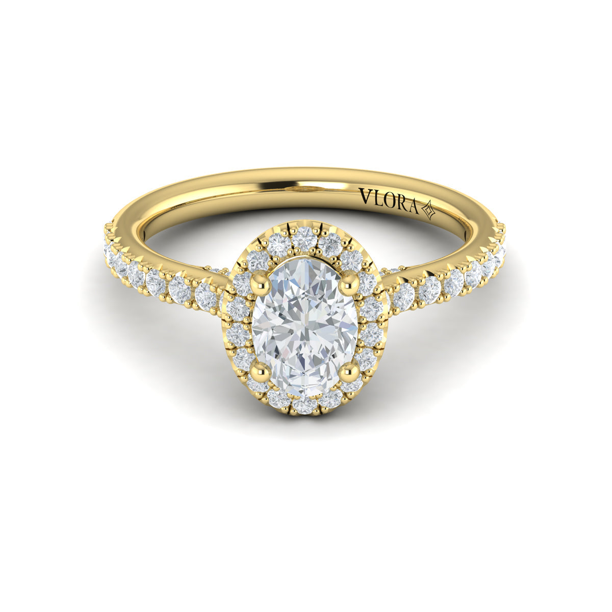 18kt Yellow Gold Oval Diamond Halo Engagement Ring