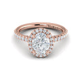 14K Rose Gold Oval Diamond Halo Engagement Ring