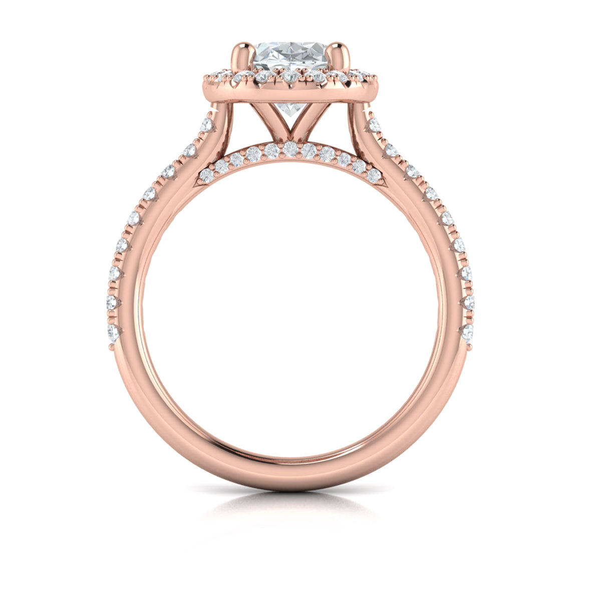 14K Rose Gold Oval Diamond Halo Engagement Ring