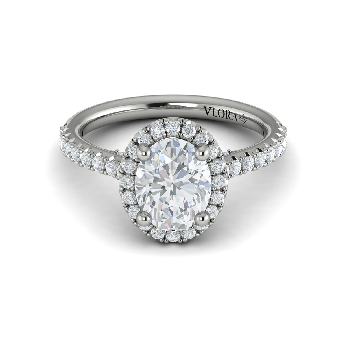 Platinum Oval Halo Diamond Engagement Ring