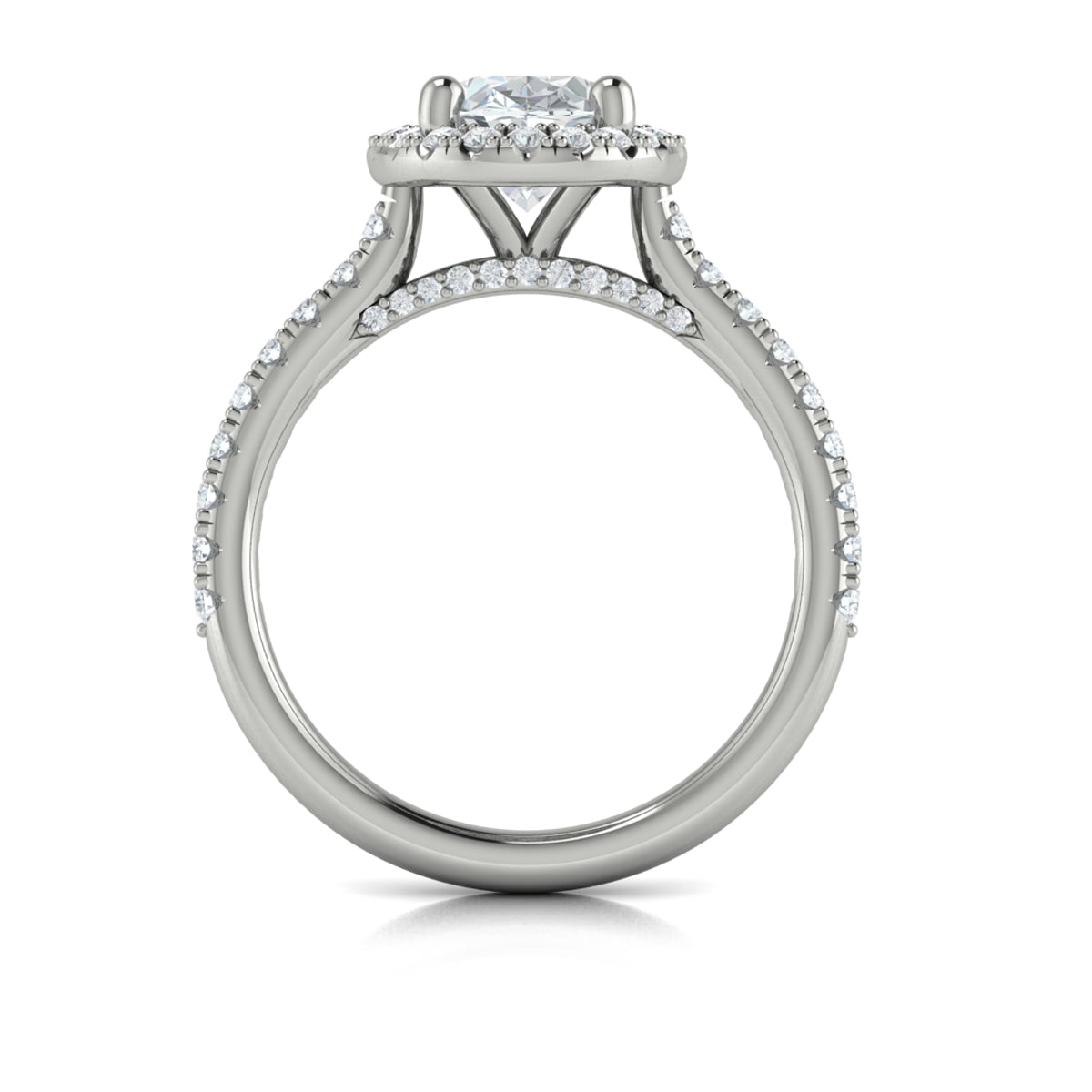 Platinum Oval Halo Diamond Engagement Ring
