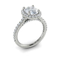 Platinum Oval Halo Diamond Engagement Ring