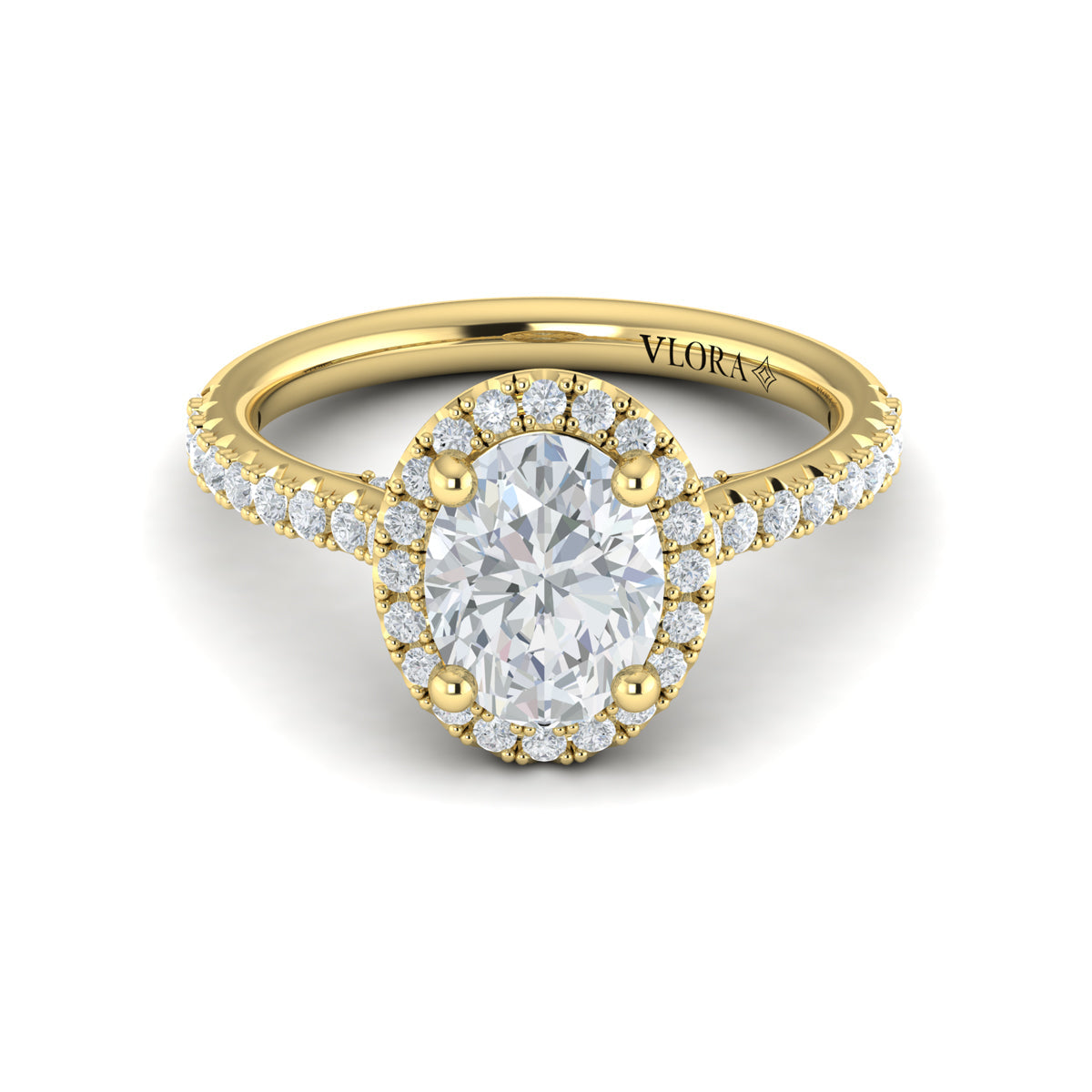 14kt Yellow Gold Oval Diamond Halo Engagement Ring
