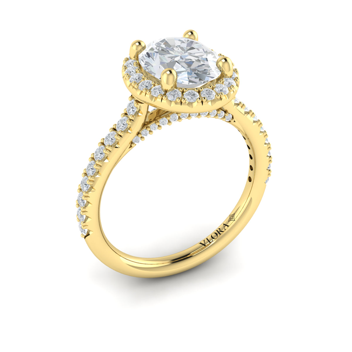 14kt Yellow Gold Oval Diamond Halo Engagement Ring